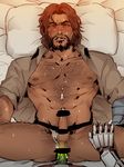  abs anal bara beard bed blush body_hair boy erection facial_hair francishsie genji_(overwatch) lying male_focus mccree_(overwatch) msucle overwatch penetration penis pillow pov sex sweat yaoi 