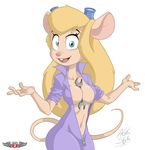  anthro big_breasts breasts chip_&#039;n_dale_rescue_rangers cleavage clothed clothing disney female gadget_hackwrench hellastyle mammal mouse phillipthe2 rodent smile solo 
