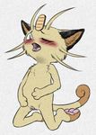  blush cat feline female mammal meowth nintendo one_eye_closed open_mouth pencil_(artwork) penis pok&eacute;mon pussy python13rp simple_background small_penis solo tongue tongue_out traditional_media_(artwork) video_games whiskers white_background yaroul 