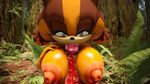  2017 3d_(artwork) anthro areola badger big_breasts breasts digital_media_(artwork) duo echidna erect_nipples erection fellatio female knuckles_the_echidna lowkeydiag male mammal monotreme mustelid nipples nude oral penis sex sonic_(series) sonic_boom sticks_the_jungle_badger titfuck 