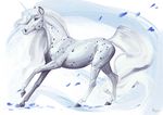  alsareslynx blue_eyes equine feral fur hair hooves horn mammal simple_background solo standing unicorn white_background white_fur white_hair 