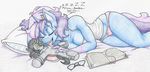  2016 absurd_res anthro bed book breasts cleavage clothed clothing dialogue dream english_text equine eyewear fan_character female flicker-show friendship_is_magic glasses hair hi_res horn king_sombra_(mlp) licking lying mammal my_little_pony panties pillow plushie purple_hair sleeping solo sound_effects text tongue tongue_out underwear unicorn wide_hips zzz 