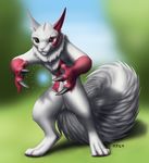  ambiguous_gender anthro fur looking_at_viewer magic nintendo pok&eacute;mon smile solo standing thick_thighs video_games yojek163 zangoose 