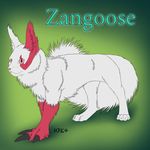  ambiguous_gender english_text feral fur nintendo pok&eacute;mon simple_background solo standing text video_games yojek163 zangoose 