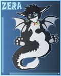  2017 ambiguous_gender belly black_fur blue_background blue_eyes chibi chibity claws cute dragon featureless_crotch fur furred_dragon hybrid jewelry mammal membranous_wings necklace nude pawpads paws semi-anthro simple_background solo spread_legs spreading thick_tail toe_claws wings yellow_sclera 