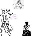  &lt;3 2015 :3 animatronic anthro bear bonnie_(fnaf) bow_tie buckteeth dialogue duo english_text five_nights_at_freddy&#039;s freddy_(fnaf) hat inkyfrog lagomorph machine male male/male mammal nuzzling one_eye_closed rabbit restricted_palette robot simple_background smile teeth text top_hat video_games white_background wink 