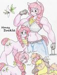  2016 anthro applejack_(mlp) beauty_mark big_macintosh_(mlp) blush clothing cutie_mark equine fan_character female feral flexing flicker-show friendship_is_magic gloves honey_suckle_(oc) horse mammal muscular muscular_female my_little_pony pony scarf 