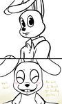  2015 animated animatronic anthro binary_code blush buckteeth dialogue english_text five_nights_at_freddy&#039;s inkyfrog lagomorph looking_at_viewer machine male mammal rabbit restricted_palette robot shadow_bonnie_(fnaf) springtrap_(fnaf) teeth text video_games 