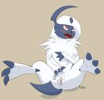  2017 absol ahegao anus blush claws clitoris ejaculation ellistia feet female feral front_view fur looking_pleasured mammal masturbation nintendo open_mouth orgasm pok&eacute;mon pussy pussy_ejaculation pussy_juice red_eyes shaking simple_background sitting solo spread_legs spreading tan_background toe_claws trembling vaginal vaginal_masturbation video_games white_fur 