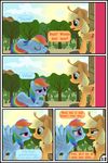  applejack_(mlp) blonde_hair blue_fur equine female feral friendship_is_magic fur green_eyes gutovi-kun hair horse mammal my_little_pony orange_fur pegasus pony rainbow_dash_(mlp) wings 