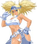  1girl blue_mary breasts erect_nipples fatal_fury gloves large_breasts navel the_king_of_fighters thong warner 