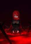  bad_id bad_pixiv_id black_legwear bodysuit breasts chain commentary_request dark_knight_(elsword) elesis_(elsword) elsword leotard long_hair looking_at_viewer medium_breasts partially_submerged red_eyes red_hair red_scarf scarf shito_zhizhen solo very_long_hair 