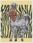  blue_eyes breasts centaur ear_piercing equine equine_taur female friendship_is_magic looking_at_viewer mammal my_little_pony nauthleroy neck_rings one_eye_closed piercing solo taur wink zebra zecora_(mlp) 