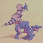 anal anal_penetration animal_genitalia anojaa avoid_posting blush cum cum_in_ass cum_inside cum_while_penetrated drooling duo feral garchomp genital_slit hands-free krokorok male male/male nintendo open_mouth orgasm panting penetration penis pok&eacute;mon pok&eacute;mon_(species) raised_leg raised_tail saliva simple_background size_difference slit small_dom_big_sub tail_hug tapering_penis tongue tongue_out video_games 