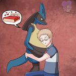  bed black_fur blue_fur canine emmapresents female fur human luca-chan lucario mammal nintendo pok&eacute;mon pregnant video_games 