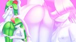  16:9 2017 anthro areola blush breasts butt clothing digital_media_(artwork) duo female galaxyoron green_hair hair humanoid kirlia nintendo nipples not_furry open_mouth panties pok&eacute;mon pussy ralts red_eyes semi_incest sibling sister smile underwear video_games wallpaper 