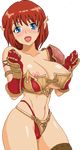  1girl bikini_armor breasts gloves large_breasts navel nipples pointy_ears seliane thong warner 