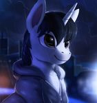  animated black_hair brown_eyes clothing equine fan_character feral fur hair hoodie horn male mammal my_little_pony no_sound outside raining rodrigues404 smile unicorn white_fur 