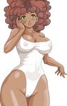  1girl breasts erect_nipples heterochromia large_breasts nano one-piece_swimsuit warner 