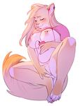  2017 4_toes 5_fingers alice_(jush) anthro big_breasts blonde_hair breasts cat clothed clothing colored_nails ear_piercing earbuds eyes_closed feline female fur hair headphones jush long_hair mammal masturbation nipple_piercing nipples partially_clothed piercing portable_music_player raised_shirt simple_background slightly_chubby solo toes vaginal vaginal_masturbation white_background yellow_fur 