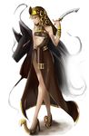  1girl absurdres ancient_egypt artist_request blue_eyes dress long_hair original tagme underboob weapon 