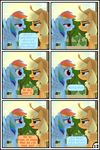  applejack_(mlp) blonde_hair blue_fur comic equine female feral friendship_is_magic fur green_eyes gutovi-kun hair horse mammal multicolored_hair my_little_pony orange_fur pegasus purple_eyes rainbow_dash_(mlp) rainbow_hair wings 