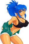  1girl breasts erect_nipples large_breasts leona_heidern looking_at_viewer pixel_art the_king_of_fighters warner 