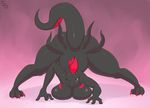  3_toes anthro ass_up big_breasts breasts claws cleavage clothed clothing female huge_breasts immortalstar nintendo one_eye_closed paws pok&eacute;mon pok&eacute;morph purple_eyes salazzle solo thick_thighs toe_claws toes video_games 