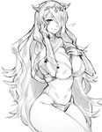  blush breasts camilla_(fire_emblem_if) cleavage covered_navel fire_emblem fire_emblem_heroes fire_emblem_if gauntlets gebyy-terar greyscale hair_over_one_eye hand_on_own_chest hand_on_own_face heart large_breasts lips long_hair looking_at_viewer monochrome parted_lips sketch smile solo thighs tiara very_long_hair wavy_hair 