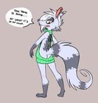  2017 anthro clothed clothing female kaizy looking_back mammal marsupial opossum owleyes piercing simple_background solo text virgin_killer_sweater 