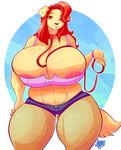  2017 anthro areola areola_slip big_breasts breasts canine cleavage clothed clothing female huge_breasts jaeh mammal solo 