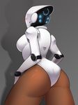  1girl android artist_request ass blush breasts dark_skin from_behind hands_on_hips haydee_(game) haydee_(haydee) huge_ass large_breasts solo thick_thighs thighs wide_hips 