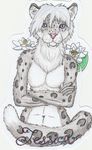  anthro badge feline female flower jessica leopard mammal plant sketch snow_leaopard water_lily yenza 