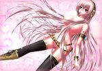  armband black_legwear blue_eyes blush breasts censored headset highres large_breasts long_hair megurine_luka nipples nohoho_(kakikonchi) open_mouth pink_hair pubic_hair pussy solo tears thighhighs very_long_hair vocaloid 
