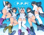  :d :o arm_up arms_behind_head black_hair blonde_hair blush boots breasts brown_eyes covered_navel cross-laced_footwear emperor_penguin_(kemono_friends) eyes_visible_through_hair from_below gentoo_penguin_(kemono_friends) group_name hair_over_one_eye headphones hood hoodie humboldt_penguin_(kemono_friends) inari_(inariya) kemono_friends knee_boots kneehighs large_breasts leotard long_hair looking_at_viewer looking_down md5_mismatch multicolored_hair multiple_girls open_mouth panties penguins_performance_project_(kemono_friends) red_eyes red_hair rockhopper_penguin_(kemono_friends) royal_penguin_(kemono_friends) short_hair signature skirt smile thighhighs twintails twitter_username two-tone_hair underwear white_hair white_legwear white_leotard white_panties 