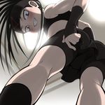 agemono androgynous ass ass_focus black_hair blush envy_(fma) from_below fullmetal_alchemist grin long_hair male_focus red_eyes smile solo 