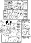  comic gouguru lilie_(pokemon) mao_(pokemon) monochrome pokemon satoshi_(pokemon) translated 