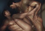  2boys abs anal ass bara blush body_hair brown_hair chris_redfield cum cum_in_ass cum_on_body cum_while_penetrated cumdrip erection facial facial_hair lying male_focus multiple_boys muscle nipples nude pecs penetration penguin_frontier penis piers_nivans pubic_hair resident_evil sex sweat testicles uncensored wince yaoi 