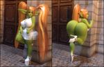  3d_(artwork) big_breasts big_butt breasts butt clothing digital_media_(artwork) footwear goblin high_heels humanoid not_furry rivaliant_(artist) shoes 