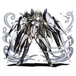  alpha_transparency breasts breasts_apart character_request covered_navel date_a_live divine_gate ellen_mira_mathers full_body grey_leotard high_heels leotard long_hair medium_breasts official_art shadow silver_hair solo transparent_background ucmm 