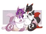  anthro belly big_belly diaper digimon duo eyewear feces female glasses merunyaa messy_diaper renamon scat slightly_chubby soiling weight_gain 