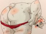  anthro bear big_butt blush butt clothed clothing colored donuts72 looking_at_viewer male mammal mooning pants_down partially_clothed presenting presenting_hindquarters rear_view simple_background solo speedo swimsuit white_background 