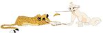  alpha_channel banana blue_eyes cat cheetah duo feline feral food fruit fur kitchiki lying mammal paws simple_background sitting smile transparent_background white_fur yellow_fur 