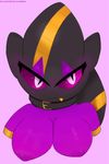  2017 amanthatlikesghosts big_breasts breasts female ghost mega_banette mega_evolution nintendo nipples penny_(plantpenetrator) pok&eacute;mon purple_eyes purple_skin simple_background spirit video_games zipper 