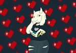  &lt;3 anthro backround caprine clothing ear_piercing female flower goat hair horn invalid_color invalid_tag jeans jewelry logo mammal pants piercing plant red_eyes rose sans shirt smile tattoo toriel undertale video_games wolski 