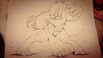  anthro geppei5959 hair large_hands large_paws magic male muscular nintendo pok&eacute;mon solo traditional_media_(artwork) video_games 