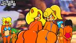  ami_bandicoot anthro bandicoot beach bikini black_hair blonde_hair blue_eyes blue_hair breasts camel_toe cleavage clothed clothing coco_bandicoot crash_bandicoot_(series) crash_team_racing female green_eyes green_hair grope group hair isabella_bandicoot lips liz_bandicoot looking_at_viewer mammal marsupial mcpartyworld megumi_bandicoot seaside swimsuit tawna_bandicoot video_games 