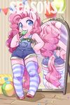  blue_eyes clothing equine female food friendship_is_magic hair inside legwear looking_at_viewer mammal mirror my_little_pony pink_hair pinkie_pie_(mlp) shepherd0821 socks solo 