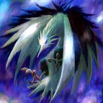 bird feathered_wings feathers flying full_body gen_1_pokemon looking_afar no_humans pokemon pokemon_(creature) solo takapiroporo talons wings zapdos 