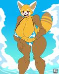  2017 aggressive_retsuko anthro big_breasts bikini blush breasts camel_toe cleavage clothed clothing female huge_breasts lionalliance mammal open_mouth red_panda retsuko sanrio swimsuit wide_hips 